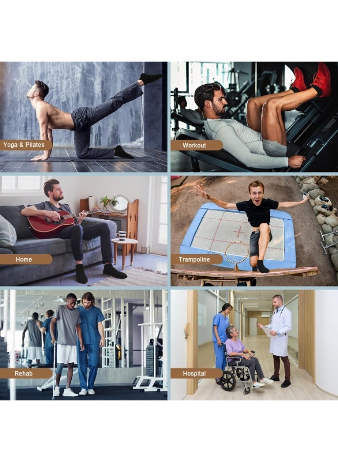 اسرلي وايت 8 أزواج من جوارب اليوجا غير القابلة للانزلاق مع مقابض للنساء والرجال وجوارب بيلاتيس المتماسكة من القطن للمستشفى والمنزل - Image 5